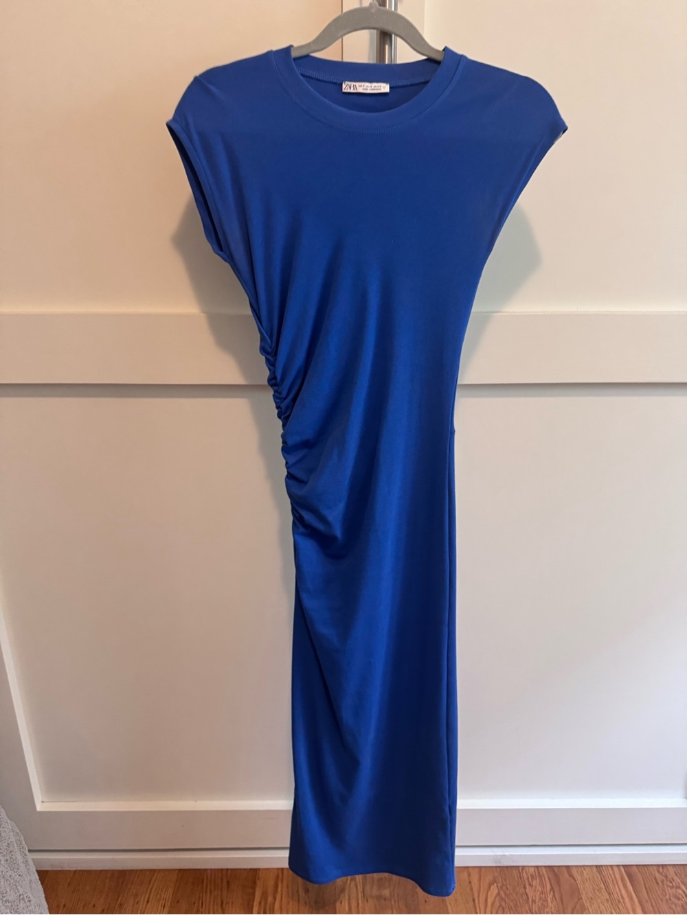 Zara Royal Blue Side-Ruched BodyCon Dress